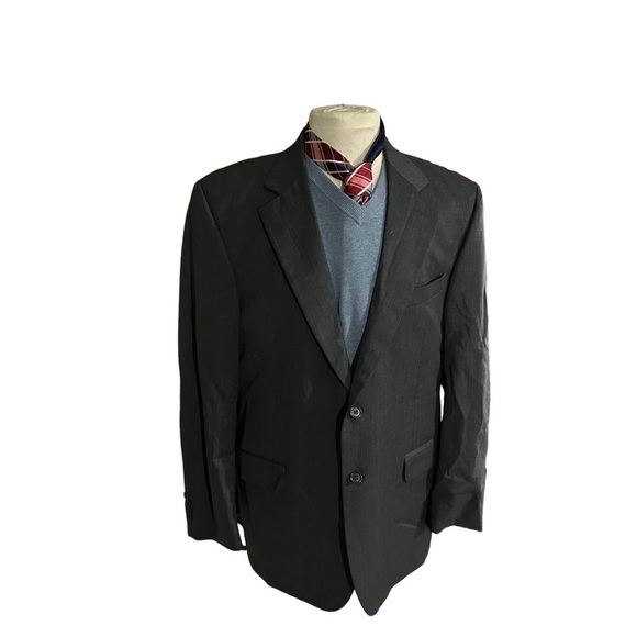 Vintage Austin Reid London Olive Green 2 Button Wool Suit Jacket Sz 44R USA Made - Picture 1 of 15